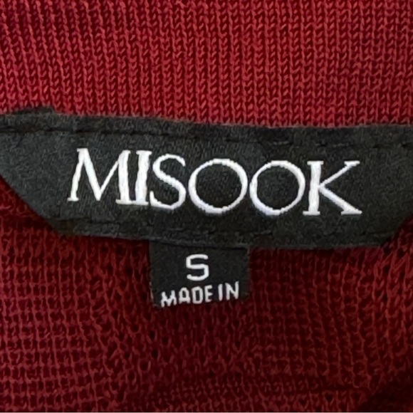 Misook Rapture Knit Jacket Oversized Red Textured Black Vegan Leather Trim Small - Picture 9 of 11